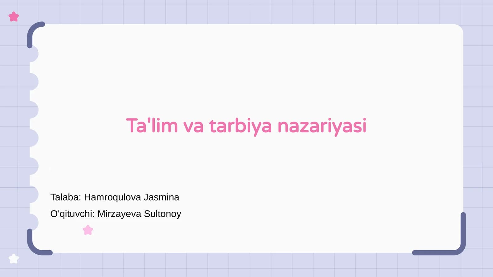 Ta'lim va tarbiya nazariyasi