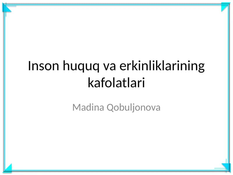 Inson huquq va erkinliklarining kafolatlari