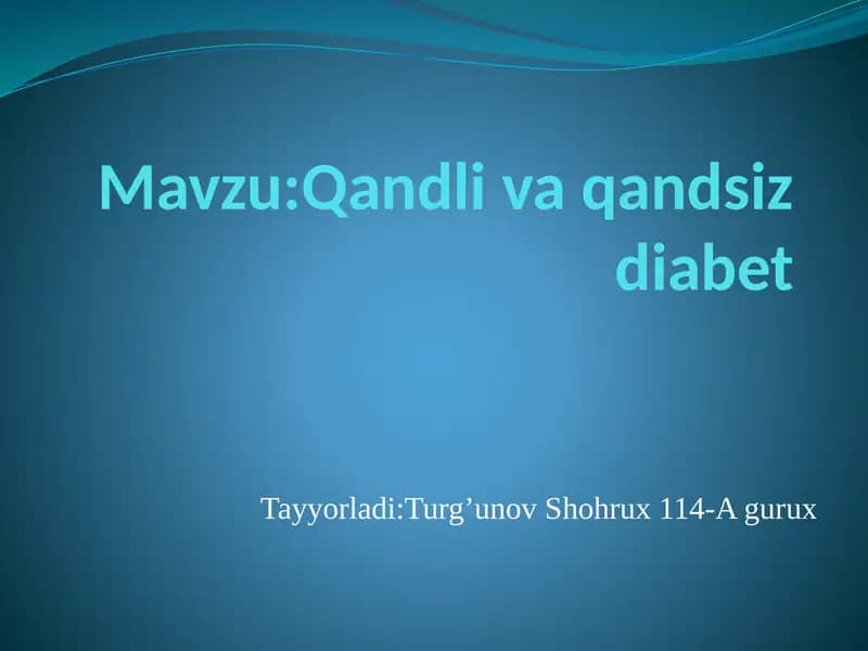 Qandli va qandsiz diabet