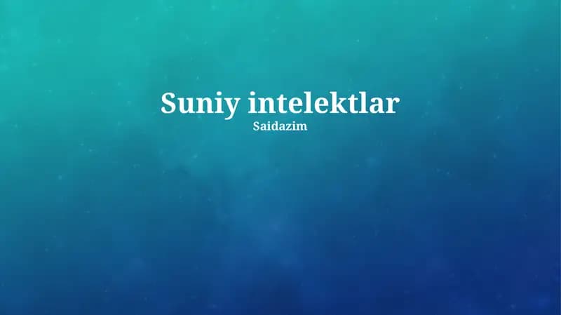Sun'iy intellektning qo'llanilishi