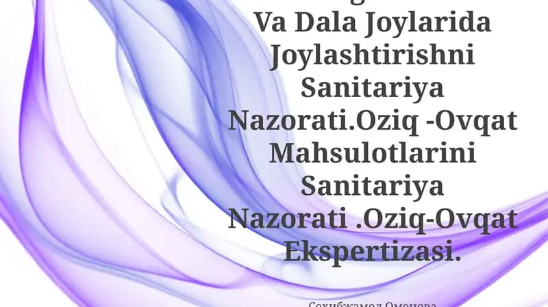 Favqulotda Vaziyatlar Va QoʼShinlar Paytida Evakuatsiya Qilingan Aholining Statsionar Va Dala Joylarida Joylashtirishni Sanitariya Nazorati.Oziq -Ovqat Mahsulotlarini Sanitariya Nazorati.Oziq