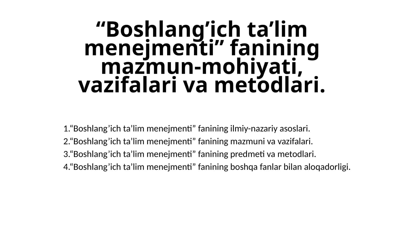 Boshlang’ich ta’lim menejmenti