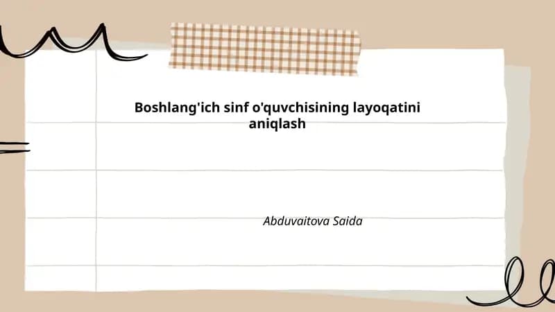 Boshlang'ich sinf o'quvchisining layoqatini aniqlash