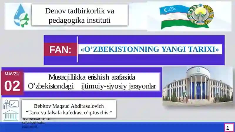 O’ZBEKISTONNING YANGI TARIXI