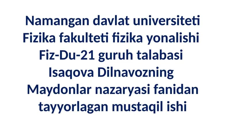 Skalyar Funksiyaning Yonalish Boyicha Hosilasi va Gradienti