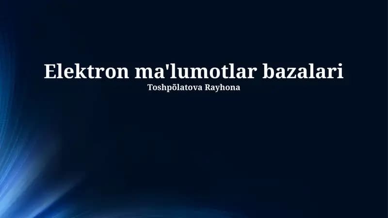 Elektron Ma'lumotlar Bazalari