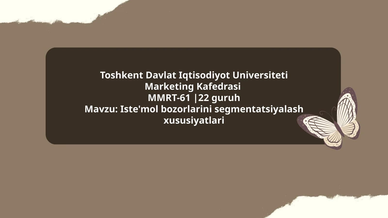 Iste'mol bozorlarini segmentatsiyalash xususiyatlari