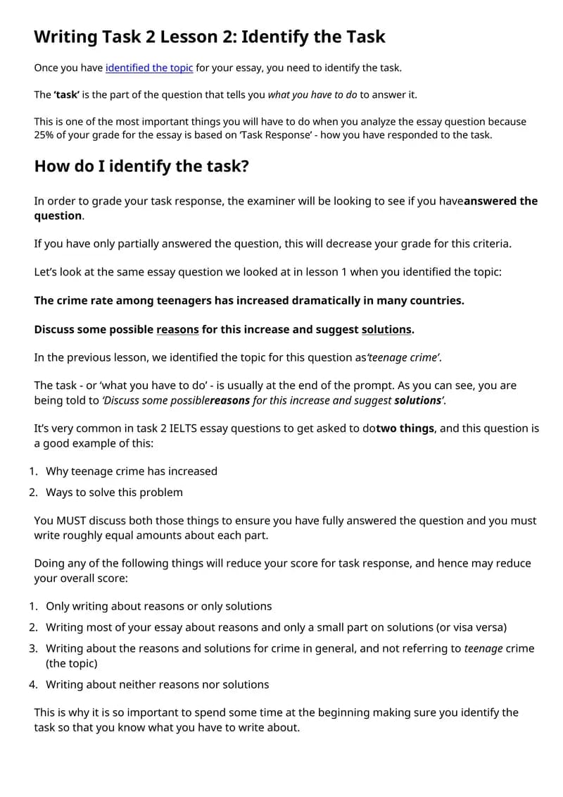 Writing Task 2 Lesson 2: Identify the Task
