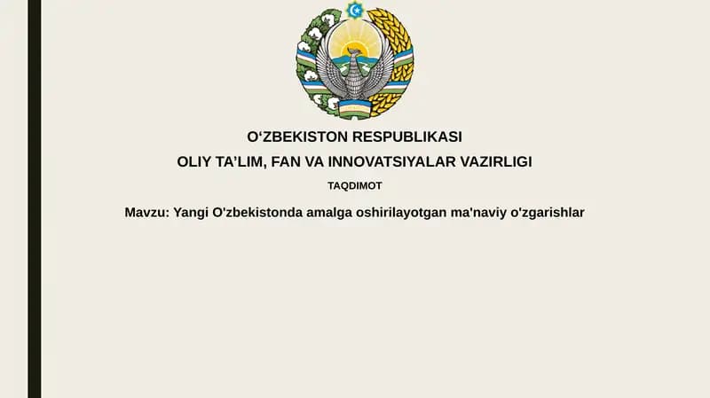 Yangi O'zbekistonda amalga oshirilayotgan ma'naviy ozgarishlar