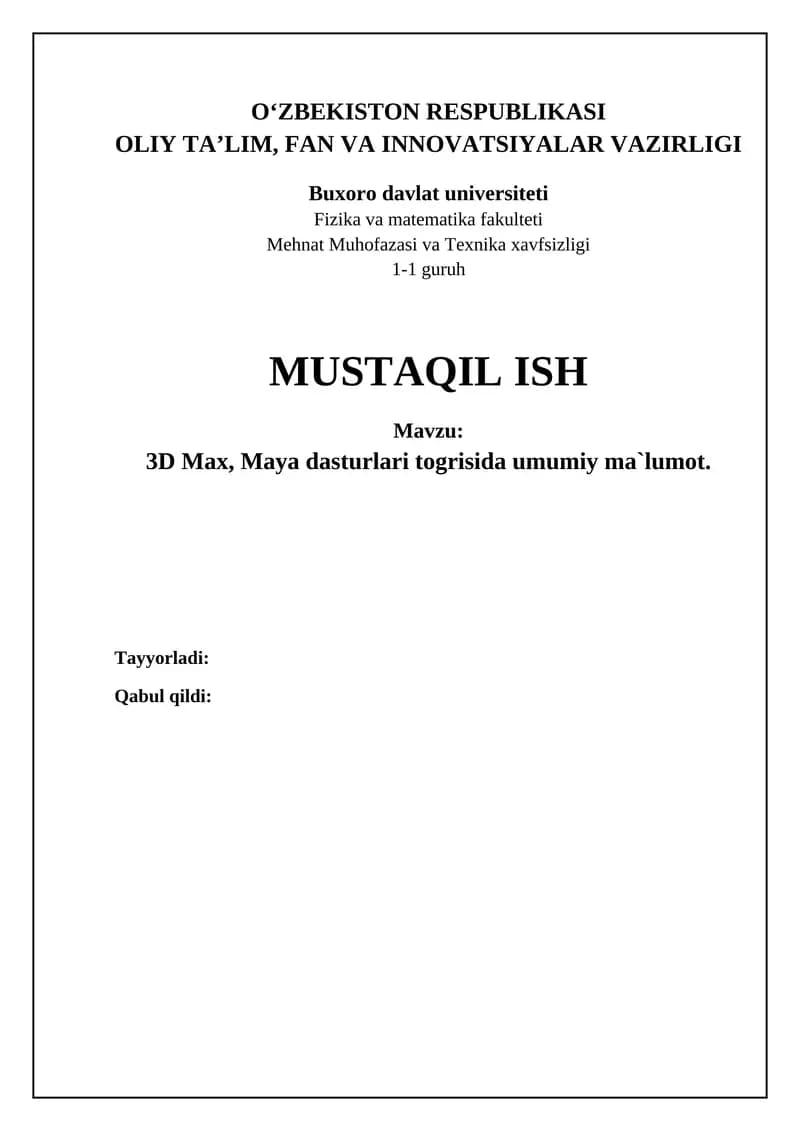 3D Max va Maya: Asosiy tushunchalar va imkoniyatlar