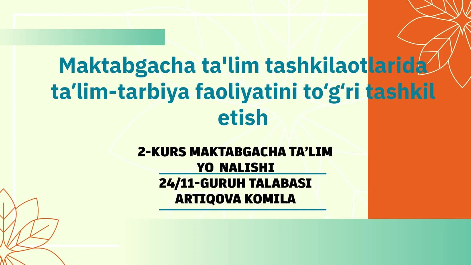 Maktabgacha ta'lim faoliyati