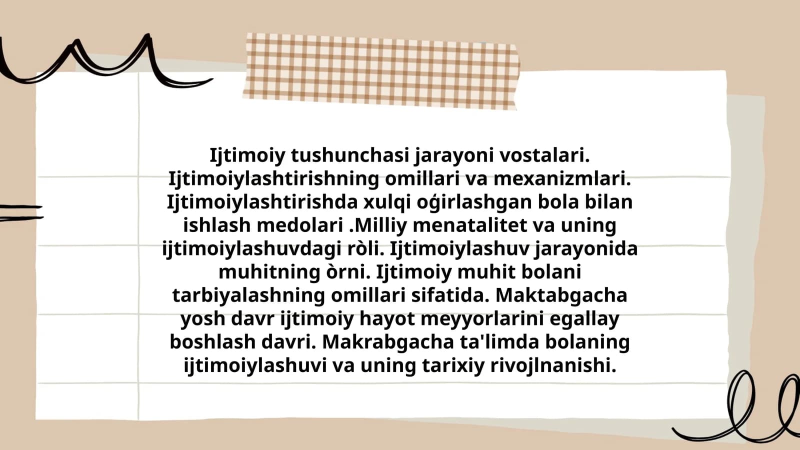 Ijtimoiy tushunchasi jarayoni vostalari