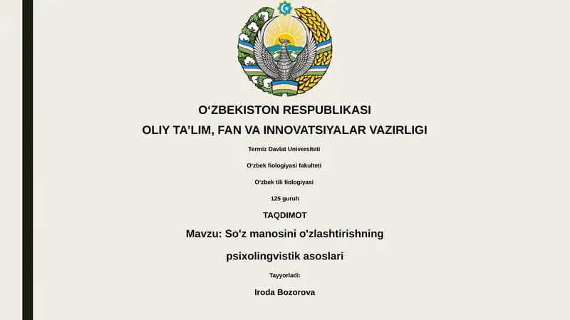 So'z manosini o'zlashtirishning psixolingvistik asoslari