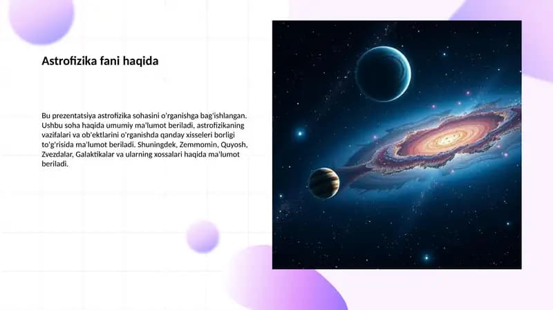 Astrofizika fani haqida