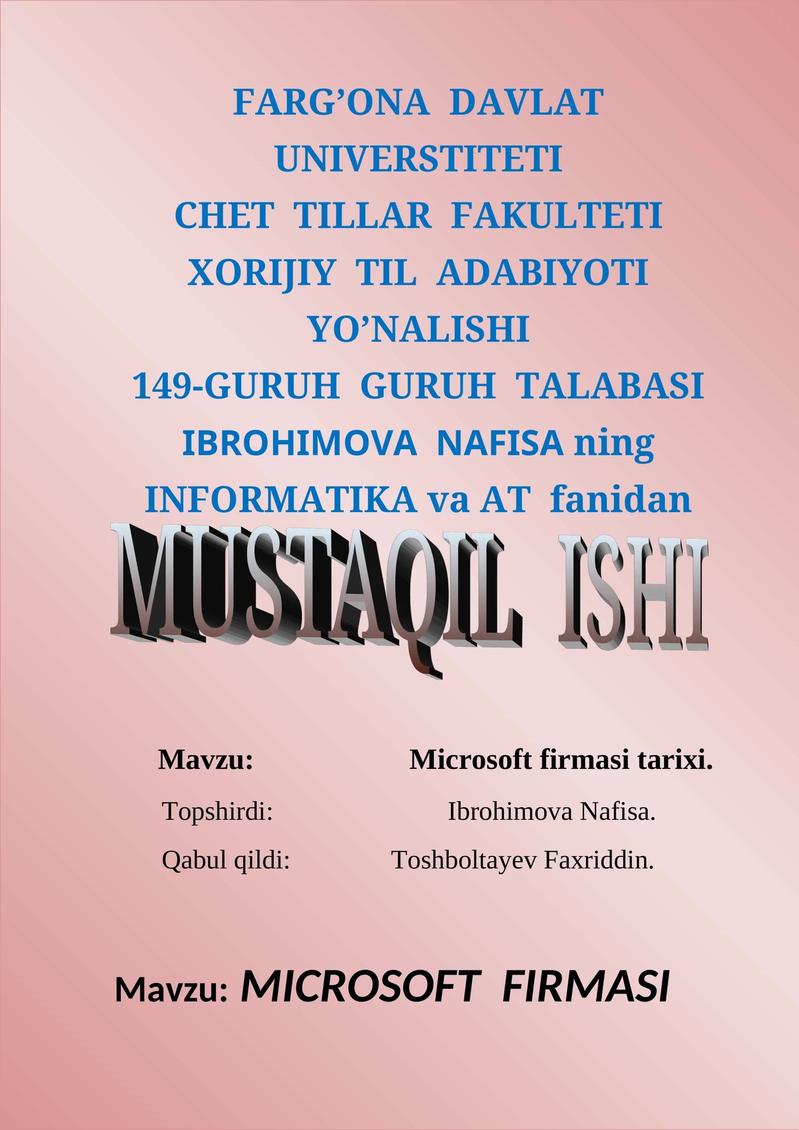 MICROSOFT FIRMASI TARIXI