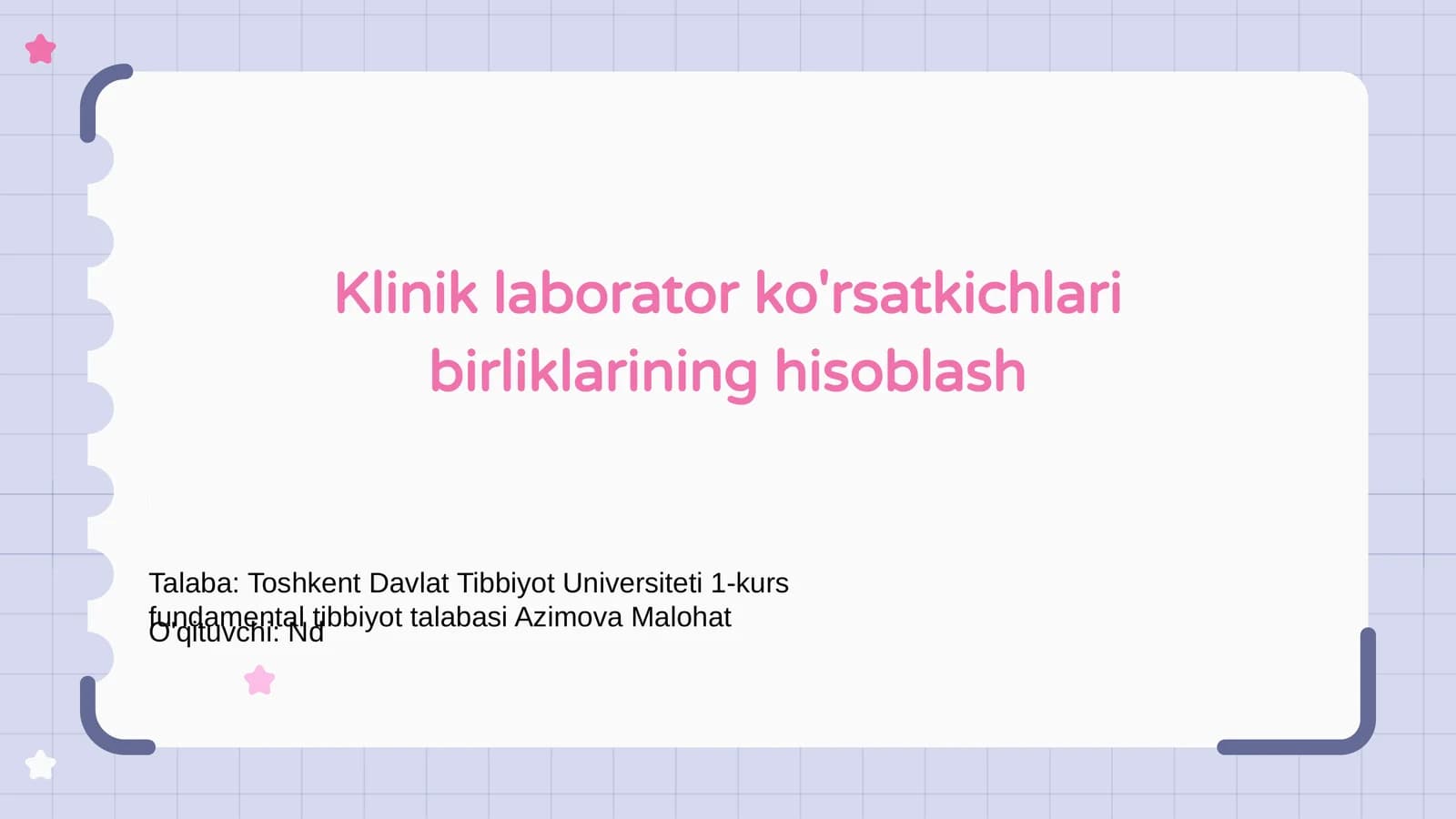 Klinik Laborator Ko'rsatkichlari