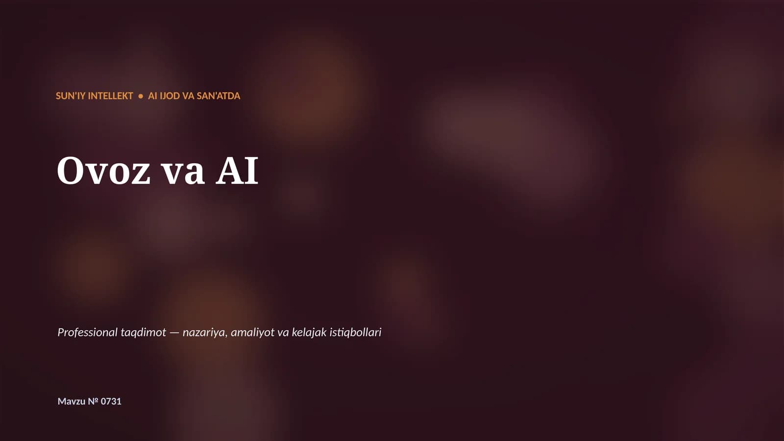 SUN'IY INTELLEKT • AI IJOD VA SAN'ATDA