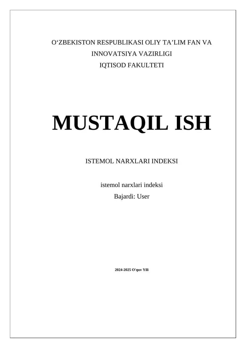 Istemol narxlari indeksi