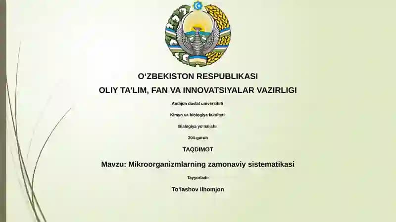 Mikroorganizmlarning zamonaviy sistematikasi