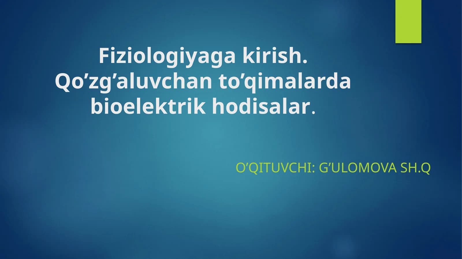 Fiziologiya Kirish