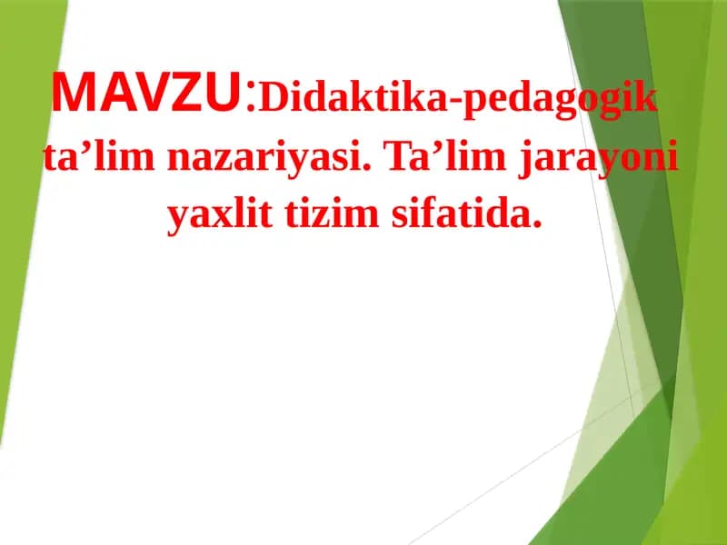 Didaktika-pedagogik ta'lim nazariyasi