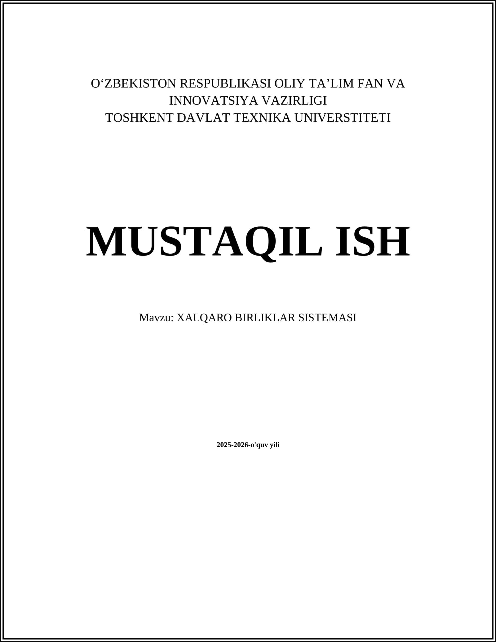 XALQARO BIRLIK