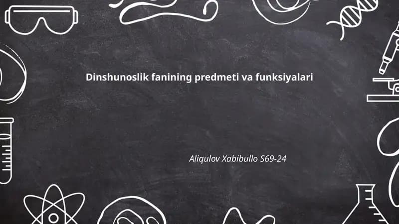 Dinshunoslik fanining predmeti va funksiyalari