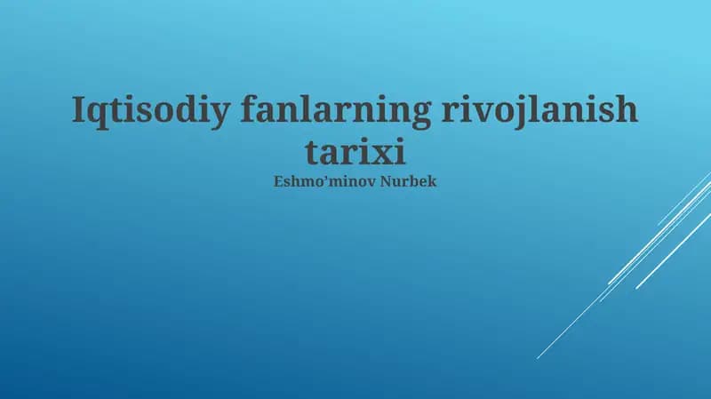 Iqtisodiy fanlarning rivojlanish tarixi