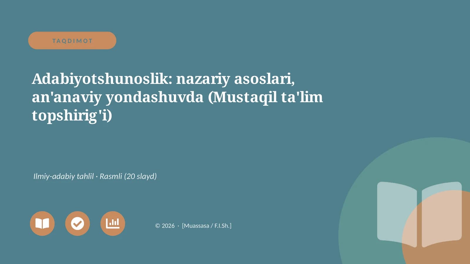 Adabiyotshunoslik: nazariy asoslari, an'anaviy yondashuvda (Mustaqil ta'lim topshirig'i)