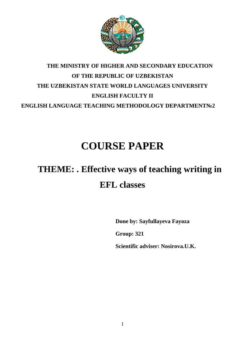 Effective ways of teaching writing in EFL classes