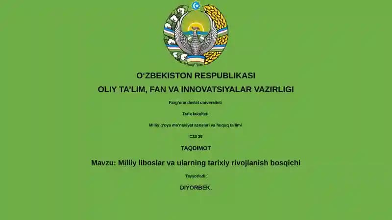 Milliy liboslar va ularning tarixiy rivojlanish bosqichi