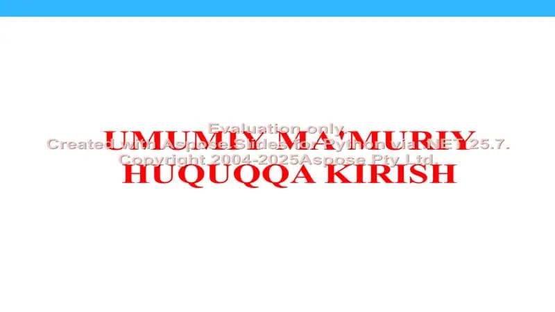 UMUMIY MA'MURIY HUQUQQA KIRISH