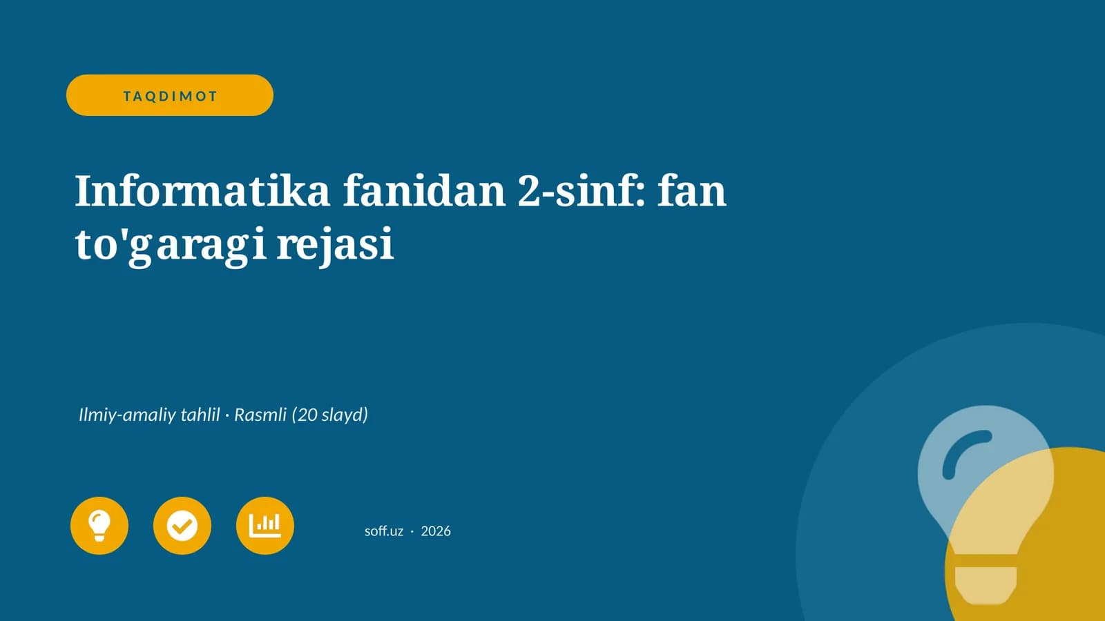 Informatika fanidan 2-sinf: fan to'garagi rejasi