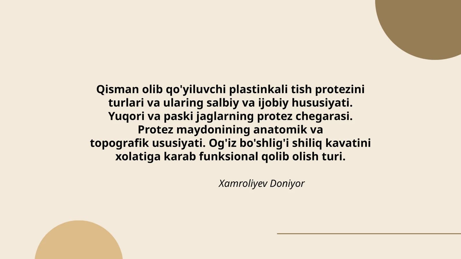 Plastinkali tish protezining turlari va hususiyatlari
