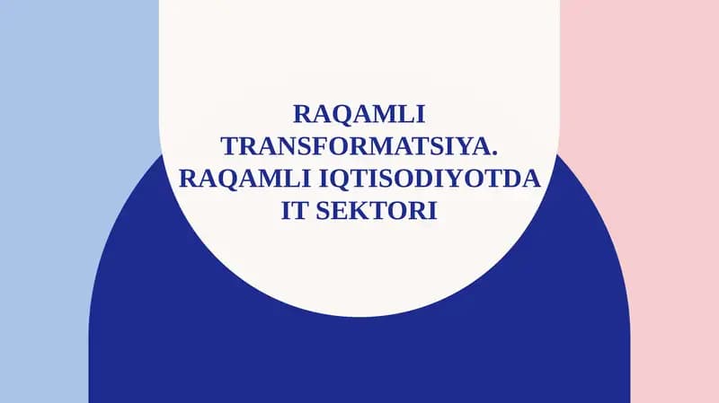 Raqamli transformatsiya. Raqamli iqtisodiyotda IT sektori.