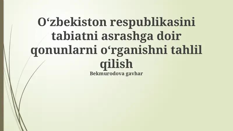 Atrof-muhitni muhofaza qilish qonunchiligi