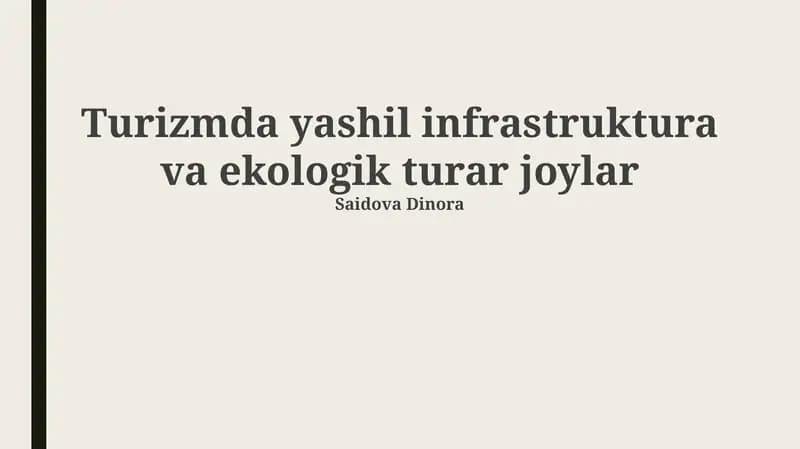Yashil infratuzilma va ekoturizm