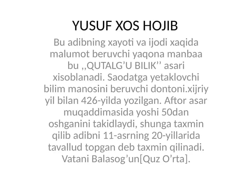 YUSUF XOS HOJIB