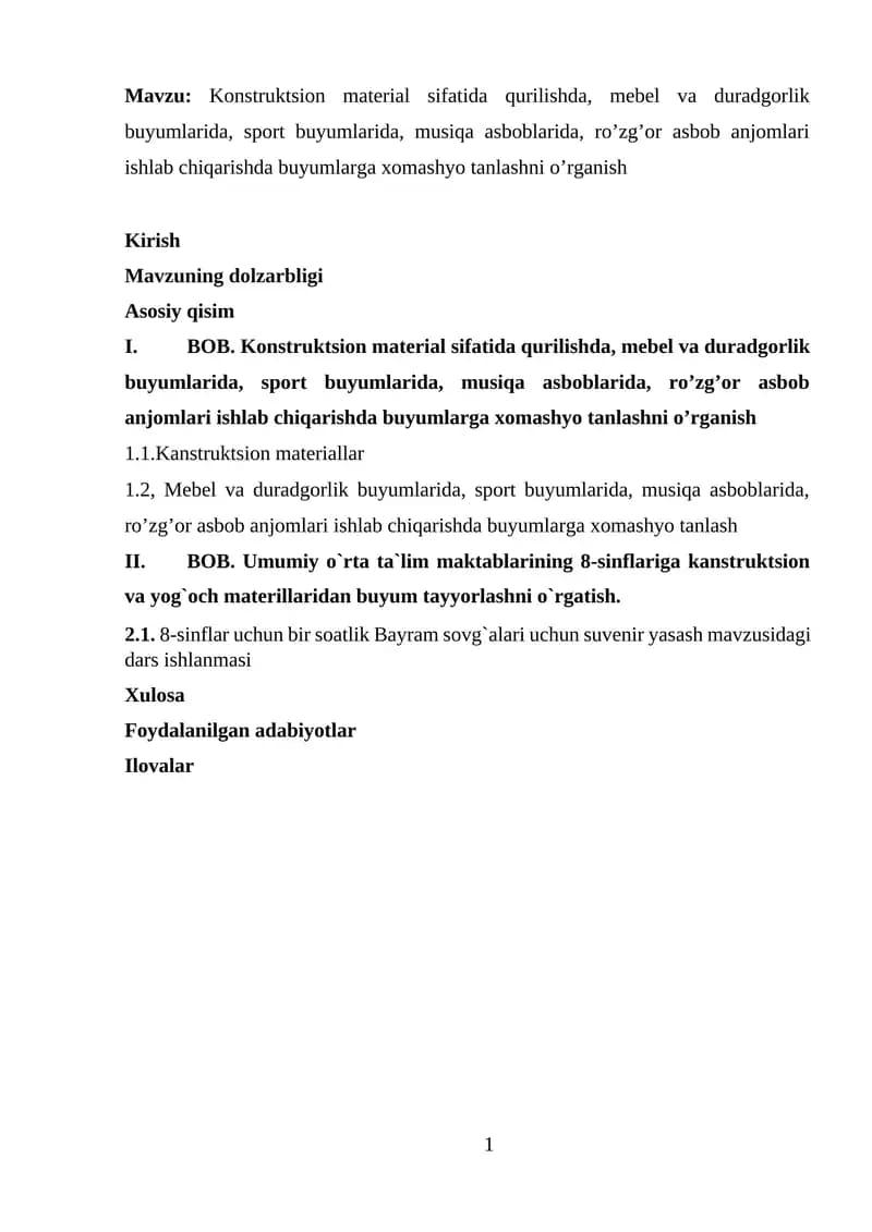 Konstruktsion material sifatida qurilish