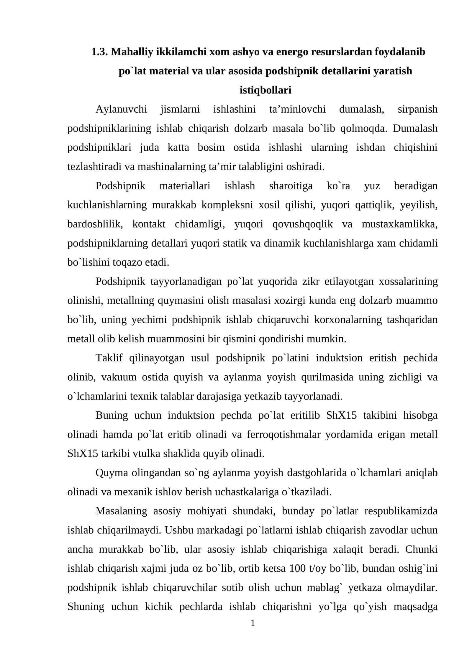 Podshipnik materiallari ishlash
