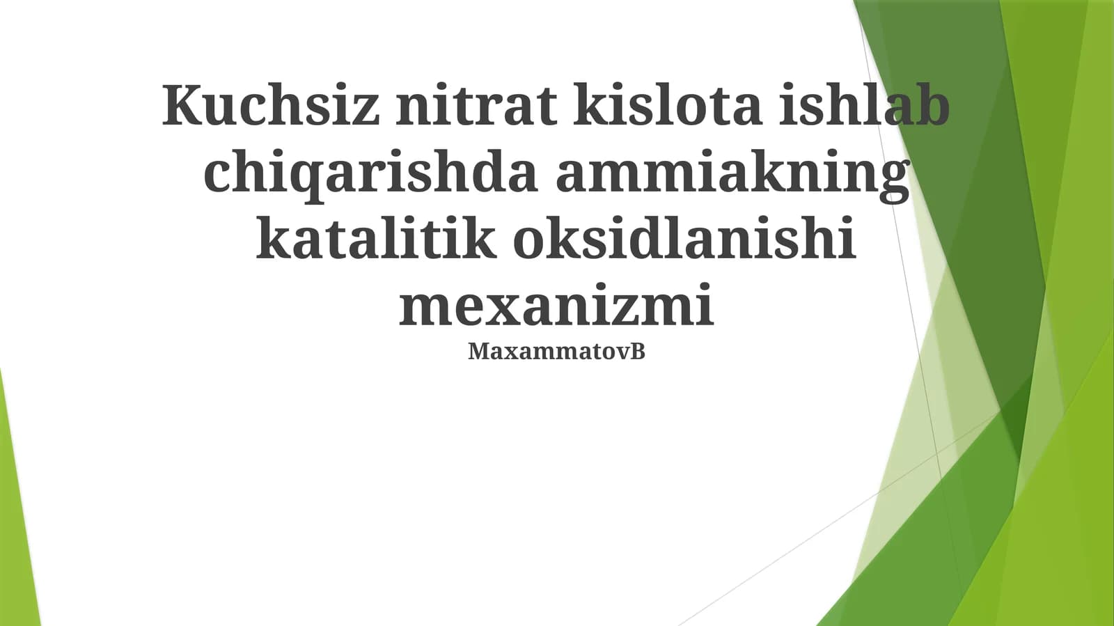 Ammiakning katalitik oksidlanish mexanizmi va katalizatorlar