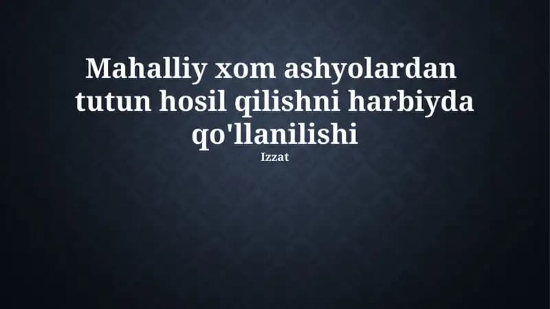 Xom ashyolar va portlovchi moddalar
