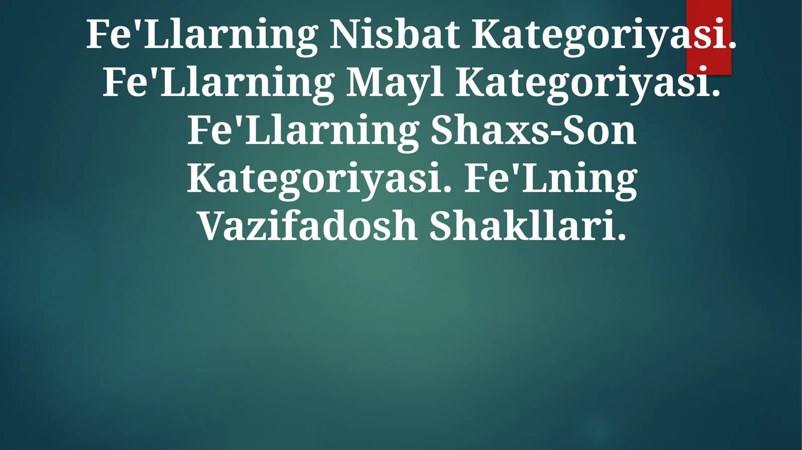 Fe'Llarning Nisbat Kategoriyasi