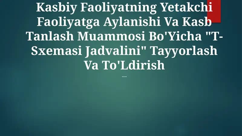 T-Sxemasi Jadvali