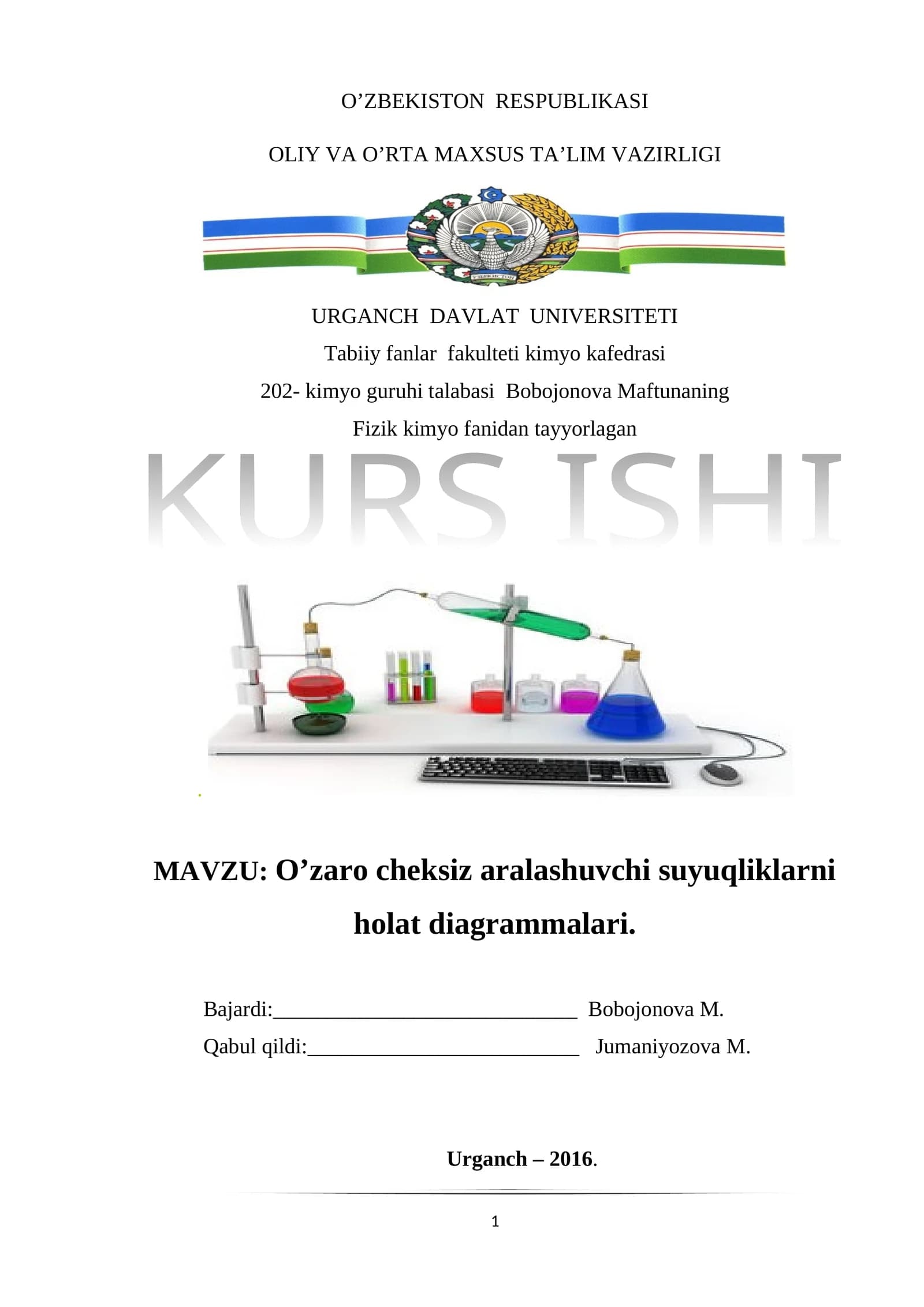 O’zaro cheksiz aralashuvchi suyuqliklarni holat diagrammalari
