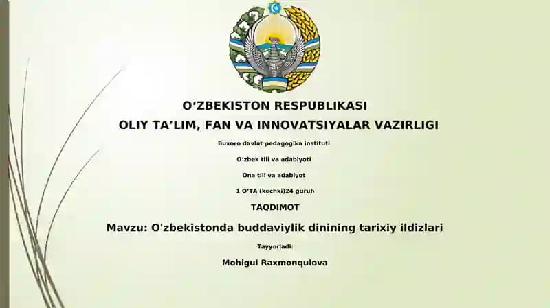 O'zbekistonda buddaviylik dinining tarixiy ildizlari