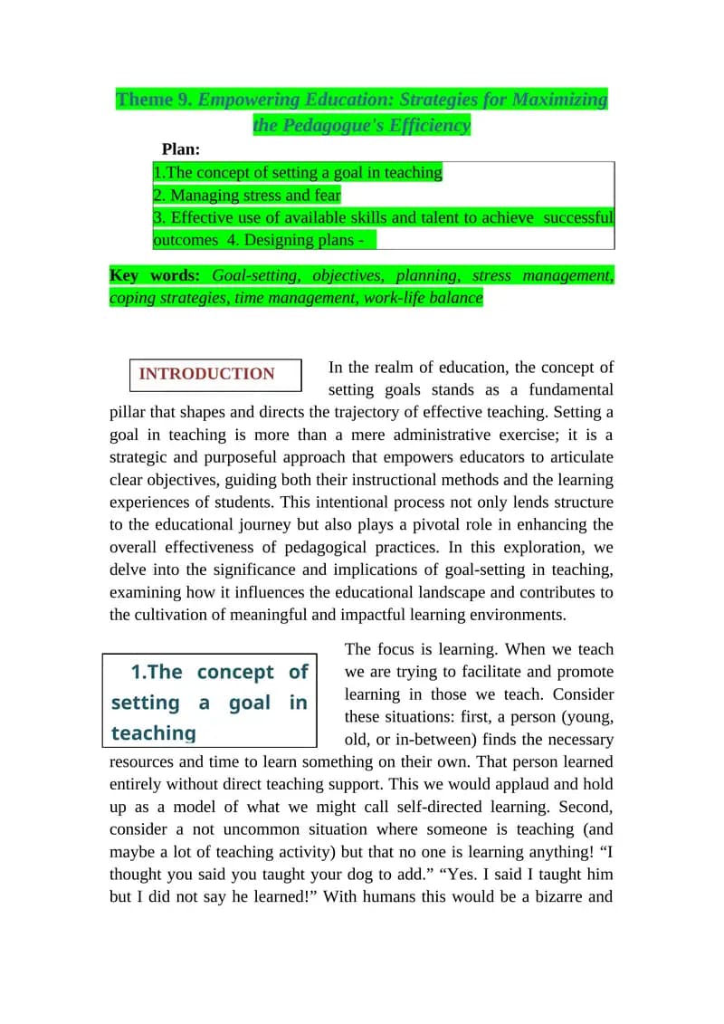 Empowering Education: Strategies for Maximizing the Pedagogue's Efficiency