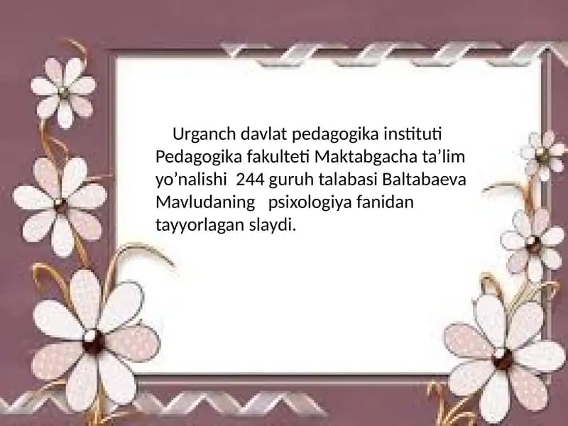 Psixologiya fanidagi slayd