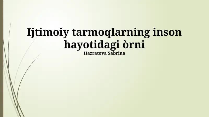 Ijtimoiy Tarmoqlarning Inson Hayotidagi O'rni