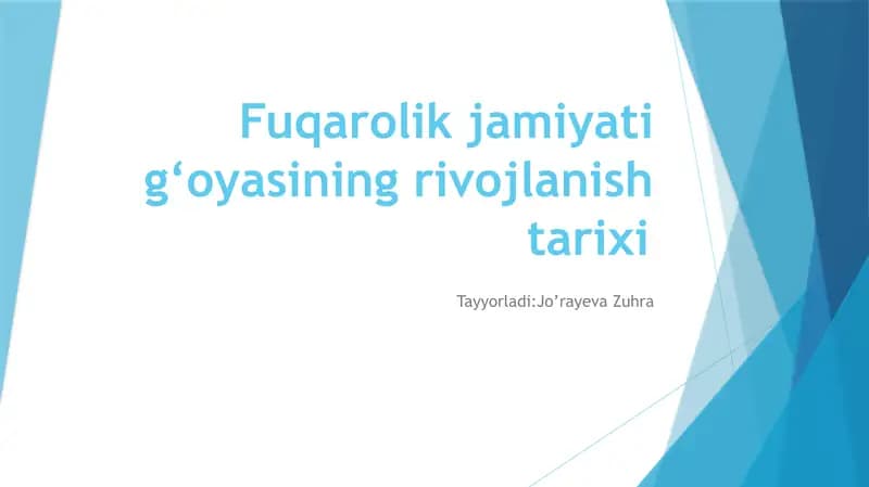 Fuqarolik jamiyati g‘oyasining rivojlanish tarixi
